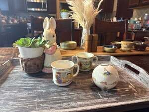 Vintage 1988 Royal Doulton Bunnykins 3-Piece Set: Single Handle Mug, Double Hand